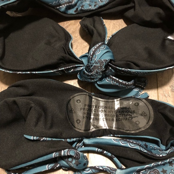 NWT SM Green black star heart bandeau bow string final price - Picture 6 of 9